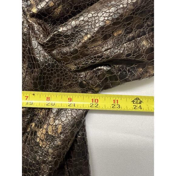 Womens Kim Rogers Jacket PL Brown Reptile Zippered Collared Faux Pockets - Picture 10 of 12